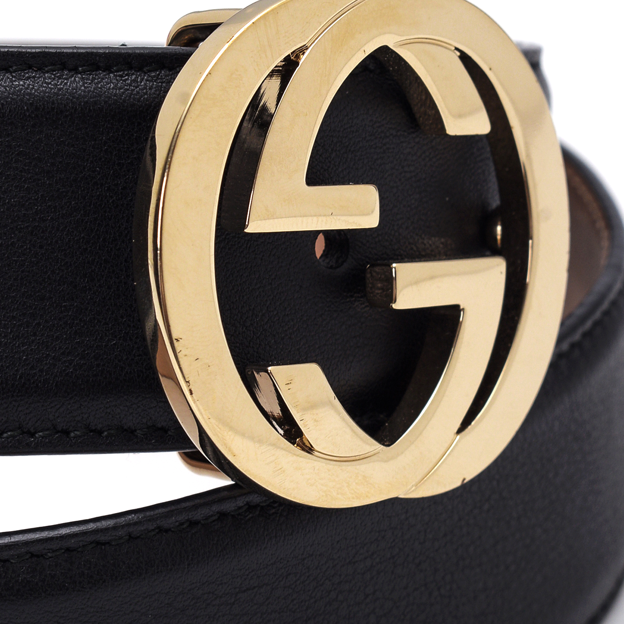 Gucci - Black Leather GG Buckle Belt